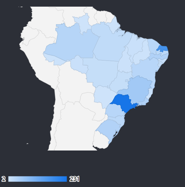 Mapa com a participação por estado